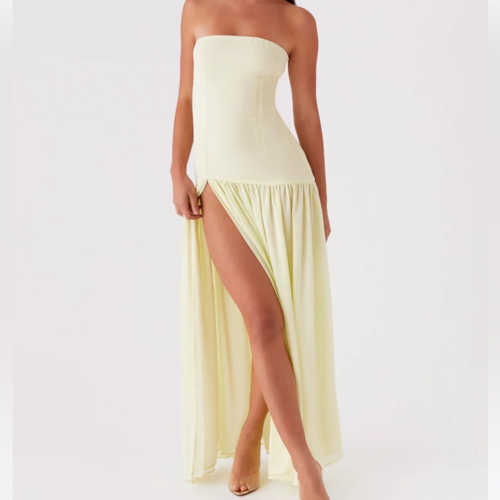 Peppermayo Strapless Maxi Dress – Light Yellow - Picture 3 of 6